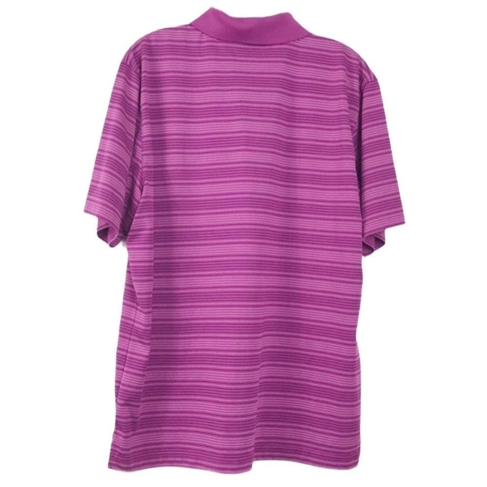 PGA Tour Mens Polo Shirt Size L Purple Striped Short Sleeves Golf Athletic - Picture 2 of 8